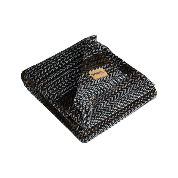 Wrangler Nash Stripe Chocolate 50 x 60 Plush Fleece Throw Blanket