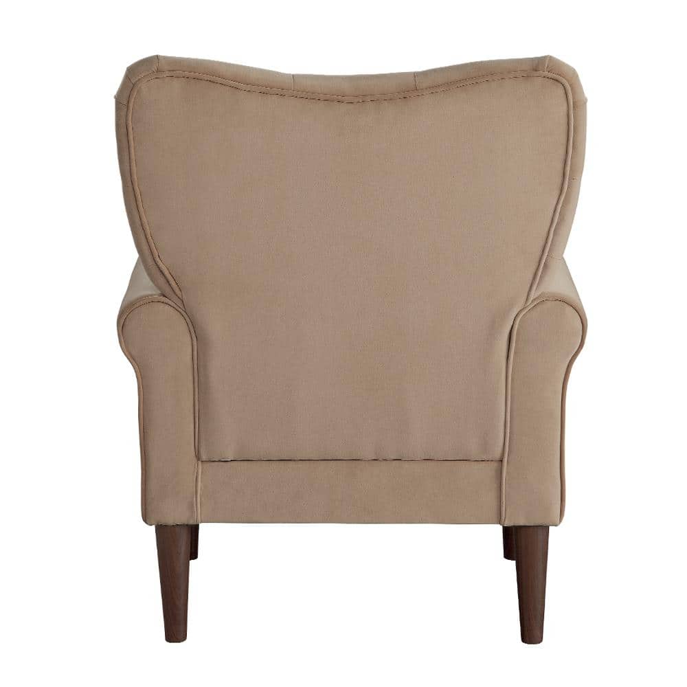 Kyrie Taupe Velvet Accent Chair with Tapered Legs