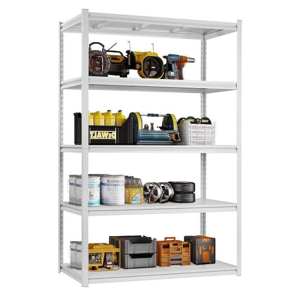 5-Tier Heavy Duty Steel Boltless Adjustable Garage Storage Shelving Unit in White (47.2 in. W x 72 in. H x 23.6 in. D)