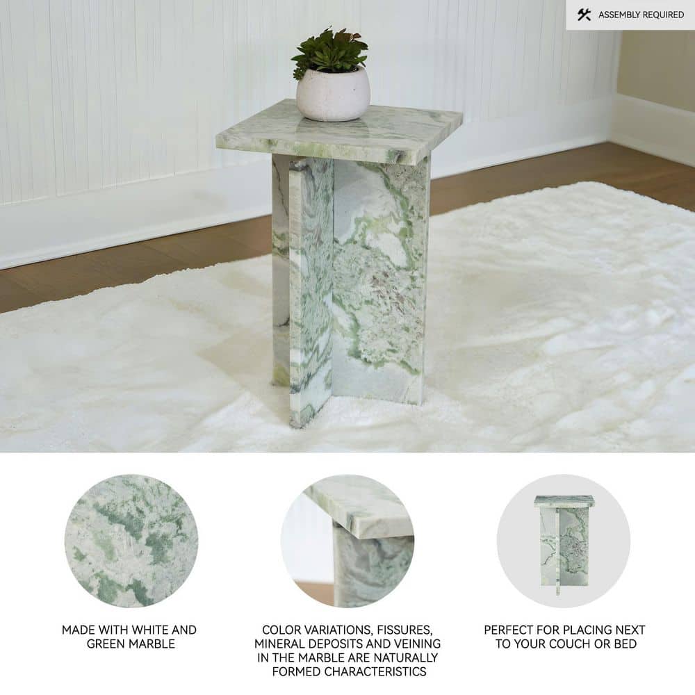 Deaconwell 14 in. Green Square Marble End Table - thumbnail 5