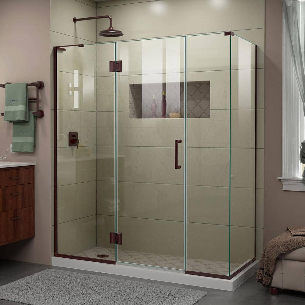 Unidoor-X 63.5 in. W x 34-3/8 in. D x 72 in. H Frameless Hinged Shower Enclosure in Oil Rubbed Bronze price history on PriceWatchPro
