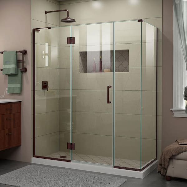 DreamLine Unidoor-X 64 in. W x 34-3/8 in. D x 72 in. H Frameless Hinged Shower Enclosure in Oil Rubbed Bronze