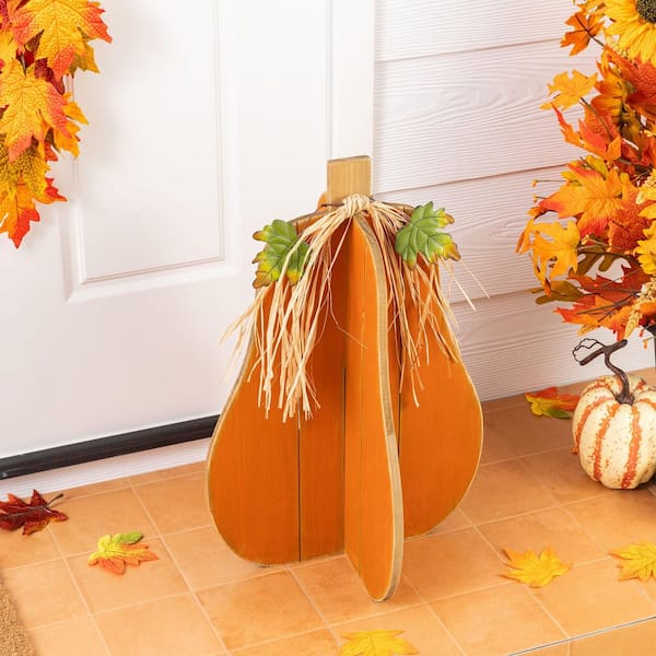 pumpkin様 Glitzhome 22 in. H Fall Wood Interlocking Pumpkin Porch Decor