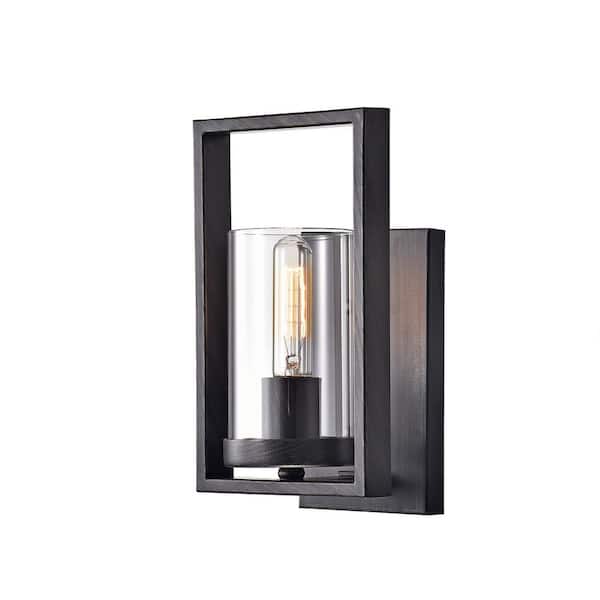 Jojospring Berenice 5.9 in. Single-Light Antique Black Finish Wall Sconce with Clear Glass