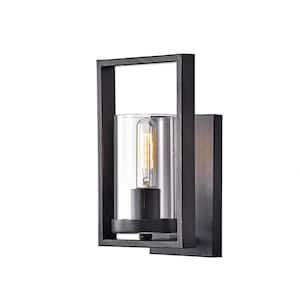 Berenice 5.9 in. Single-Light Antique Black Finish Wall Sconce with Clear Glass