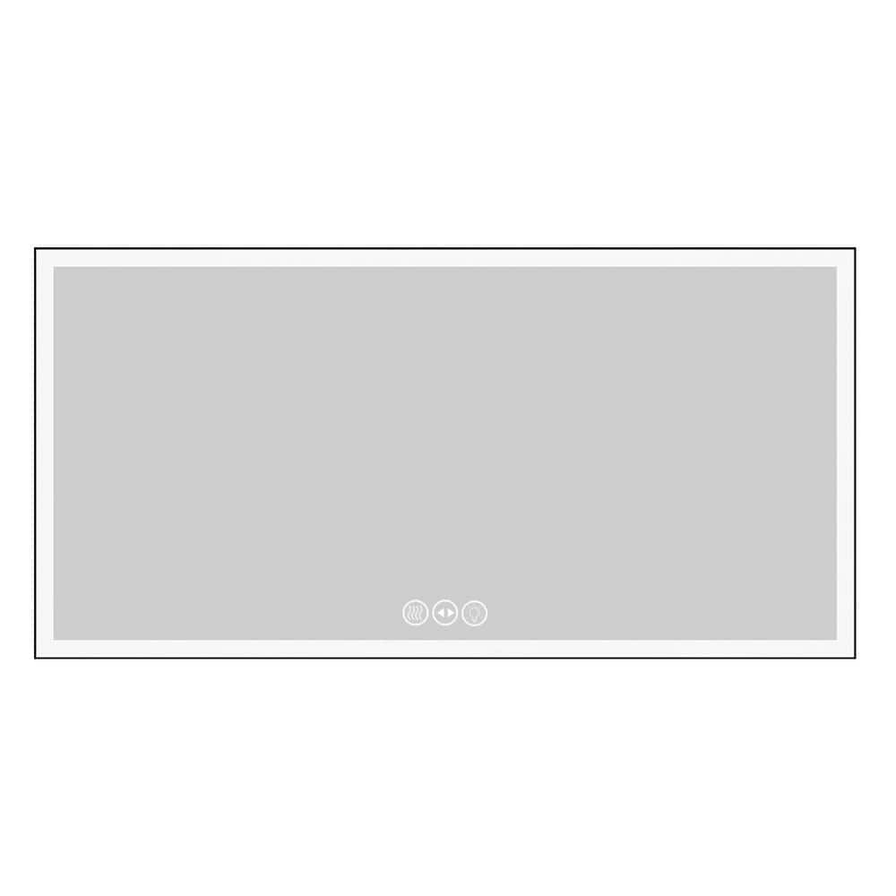 Seafuloy 36 in. W x 72 in. H LED Bathroom Mirror Black Rectangle Vanity