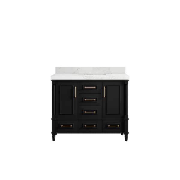 Willow Collections Hudson 42 in. W x 22 in. D x 36 in. H Bath Vanity in Black with 2 in. Calacatta Nuvo Top