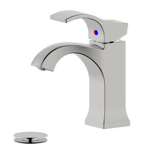 Single Hole Single-Handle Bathroom Faucet with Pop-Up Drain with Overflow in Brushed Nickel