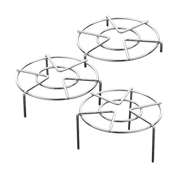 3-Piece Stainless Steel Silver Steam Rack Set Heat Resistant Dishwasher Safe Pressure Cooker Trivet Stand