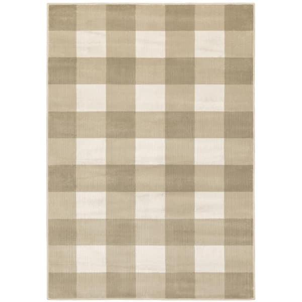 AVERLEY HOME Gracie Beige/Ivory 8 ft. x 10 ft. Plaid Area Rug