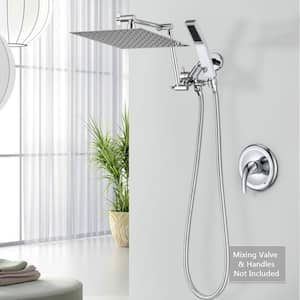 2-Spray 10 in. Wall Mount Dual Shower Head Fixed and Handheld Shower Head 1.5GPM in Chrome