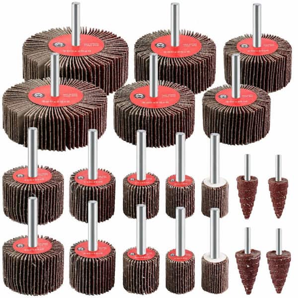 20-Pieces Flap Wheel Sander Set 80 Grit Sanding Wheels for Drill 1/4 in. Shank Metal Wood Rust Removal