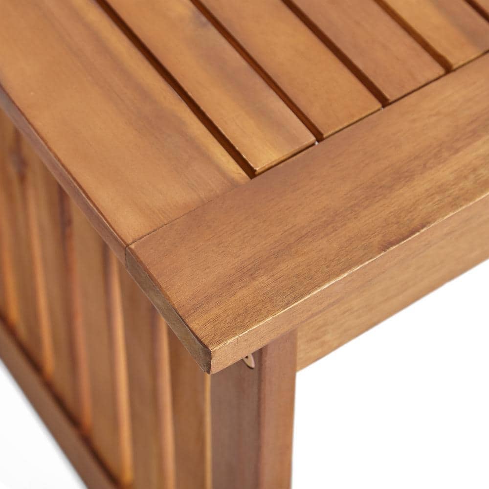 Brown Patina Acacia Wood Outdoor Slat Coffee Table