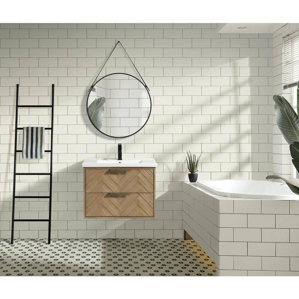 Carlsbad 30" Weathered Fir Floating Bathroom Vanity with Ceramic Top