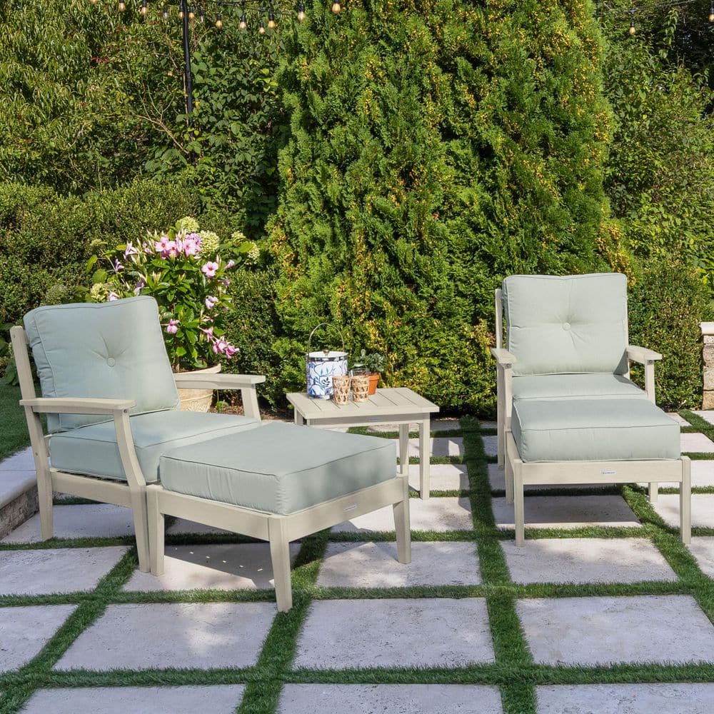 Lehigh Whitewash 5-Piece Recycled Plastic Patio Conversation Deep Seating Set with Ottoman, Sunbrella Seasalt Cushions price history on PriceWatchPro