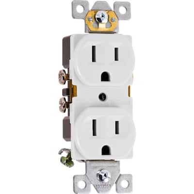 15-Amp Heavy Duty Grounding Duplex Receptacle 2-Outlet, White