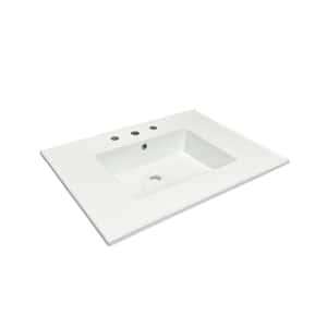 31 in. Drop-in Vitreous China Bathroom Sink Top in White with 3-Faucet Holes