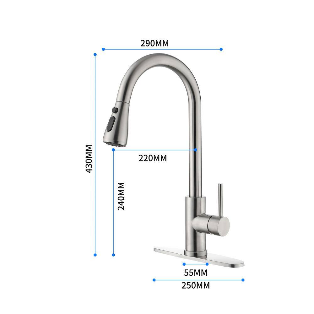 Brushed Nickel Stainless Steel Pull Down Kitchen Faucet