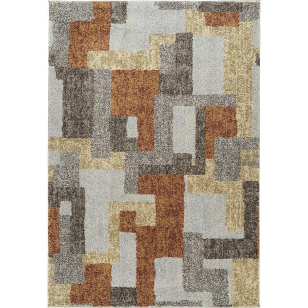 8 X 11 Gray Geometric Runner Rug