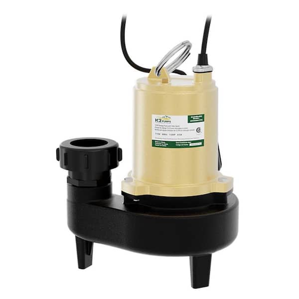K2 PRO 1/2 HP Heavy-Duty Cast Iron Sewage Pump with Tethered