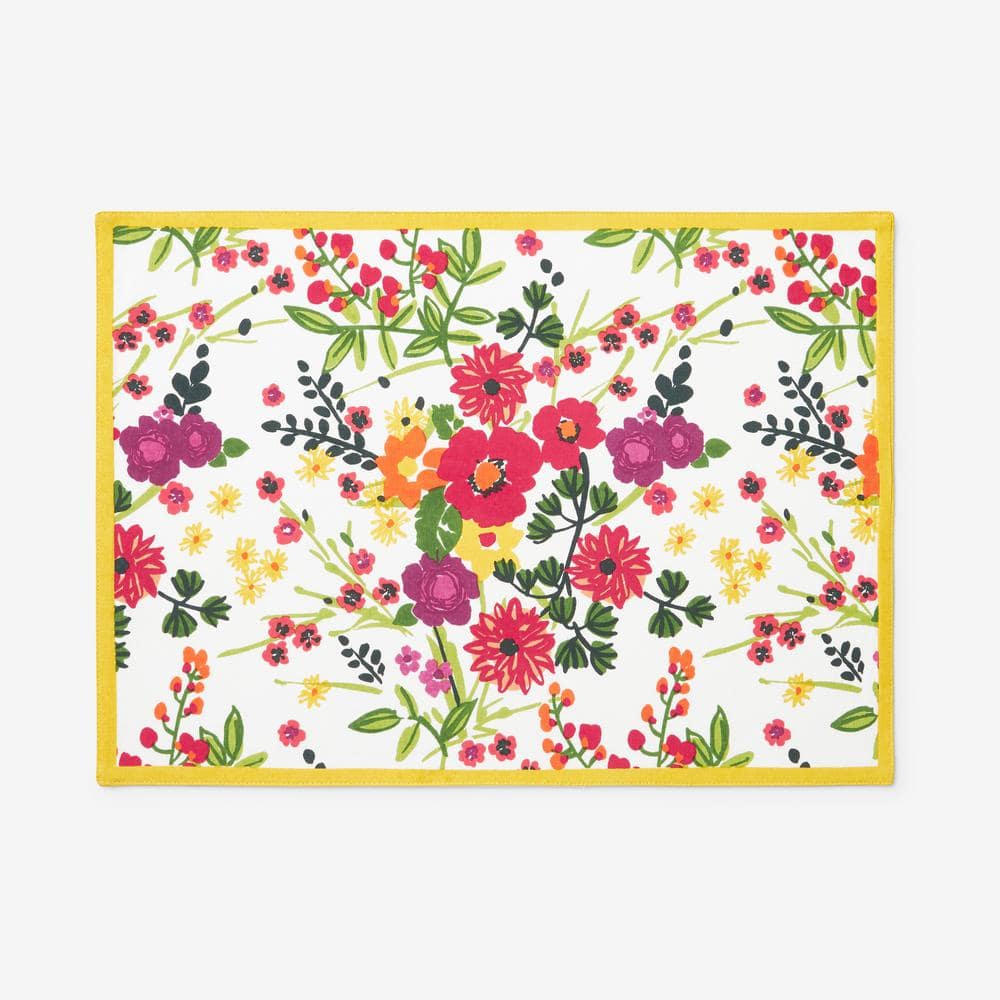 Place Mats Set of 4, Floral Print Table Placemats Cloth Washable