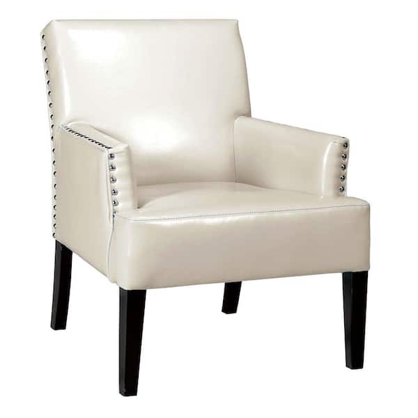 Unbranded 28 in. W Cooper Cream Bonded Leather Arm Chair