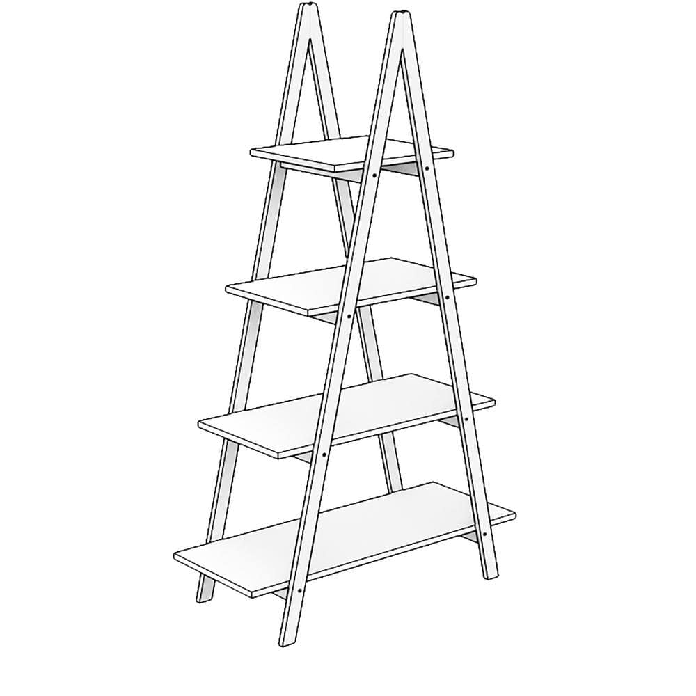 White and Bamboo Wood A-Frame Ladder Shelf
