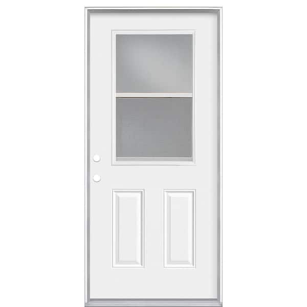 Masonite 36 in. x 80 in. Premium 1/2 Lite Vent Lite Right-Hand Inswing Primed Steel Prehung Front Door with No Brickmold