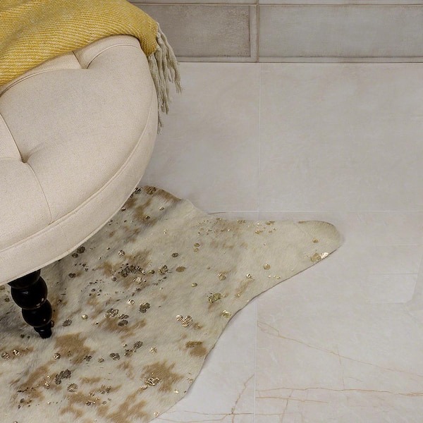 Marmo Beige 23.62 in. x 23.62 in. Polished Marble Look Porcelain Floor and Wall Tile (15.49 sq. ft./Case)