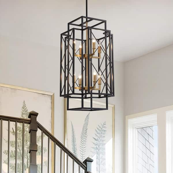 Emeritpro 8-Light Matte Black Chandelier Pendant Light with Iron