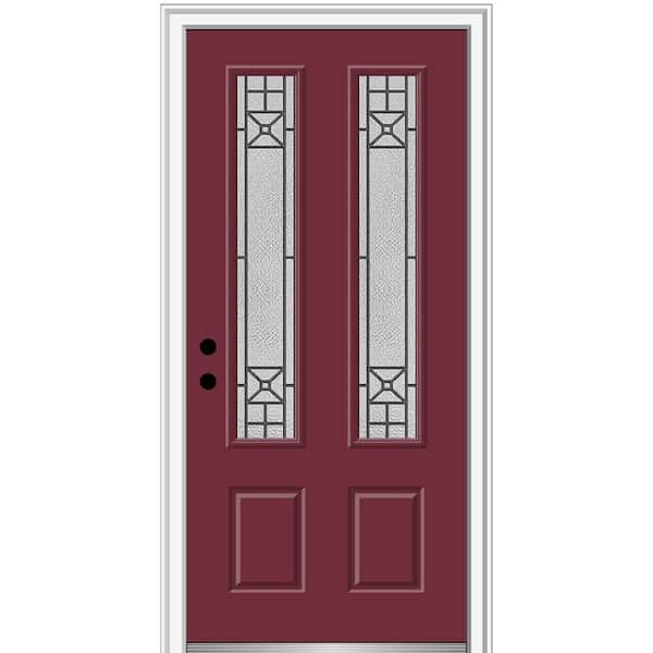 MMI Door 36 in. x 80 in. Courtyard Right-Hand 2-Lite Decorative Painted Fiberglass Smooth Prehung Front Door on 6-9/16 in. Frame