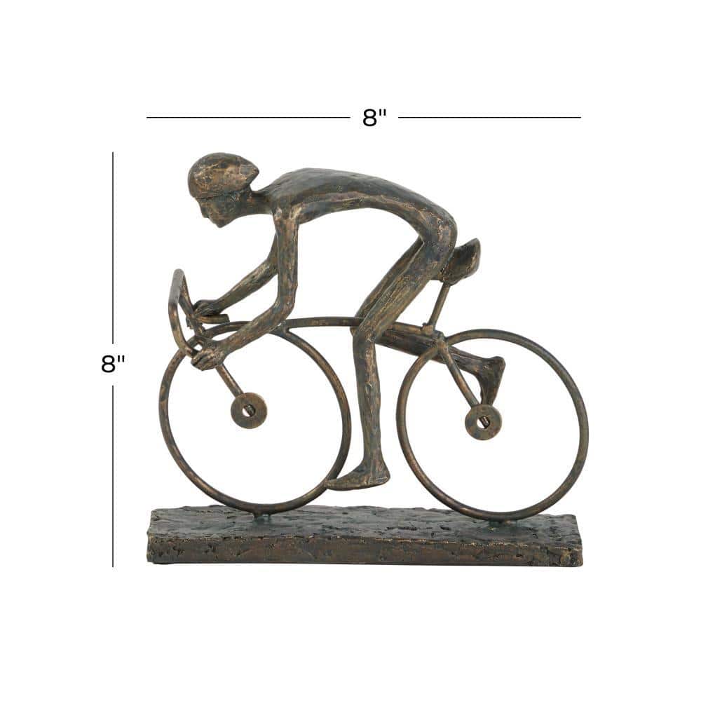 Bronze Cyclist 11" Metal Sculpture with Artistic Ambiance