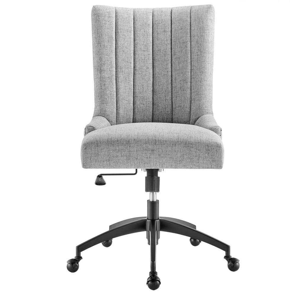 Retro Modern Swivel Fabric Office Chair in Black Light Gray