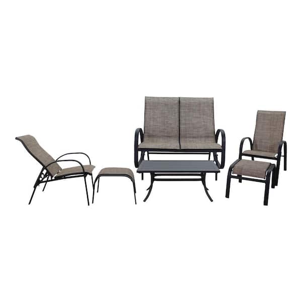Courtyard Casual Santa Fe 6 Piece Aluminum Patio Conversation in Java