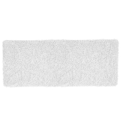 Shag White 24 in. x 60 in. Memory Foam Bath Mat