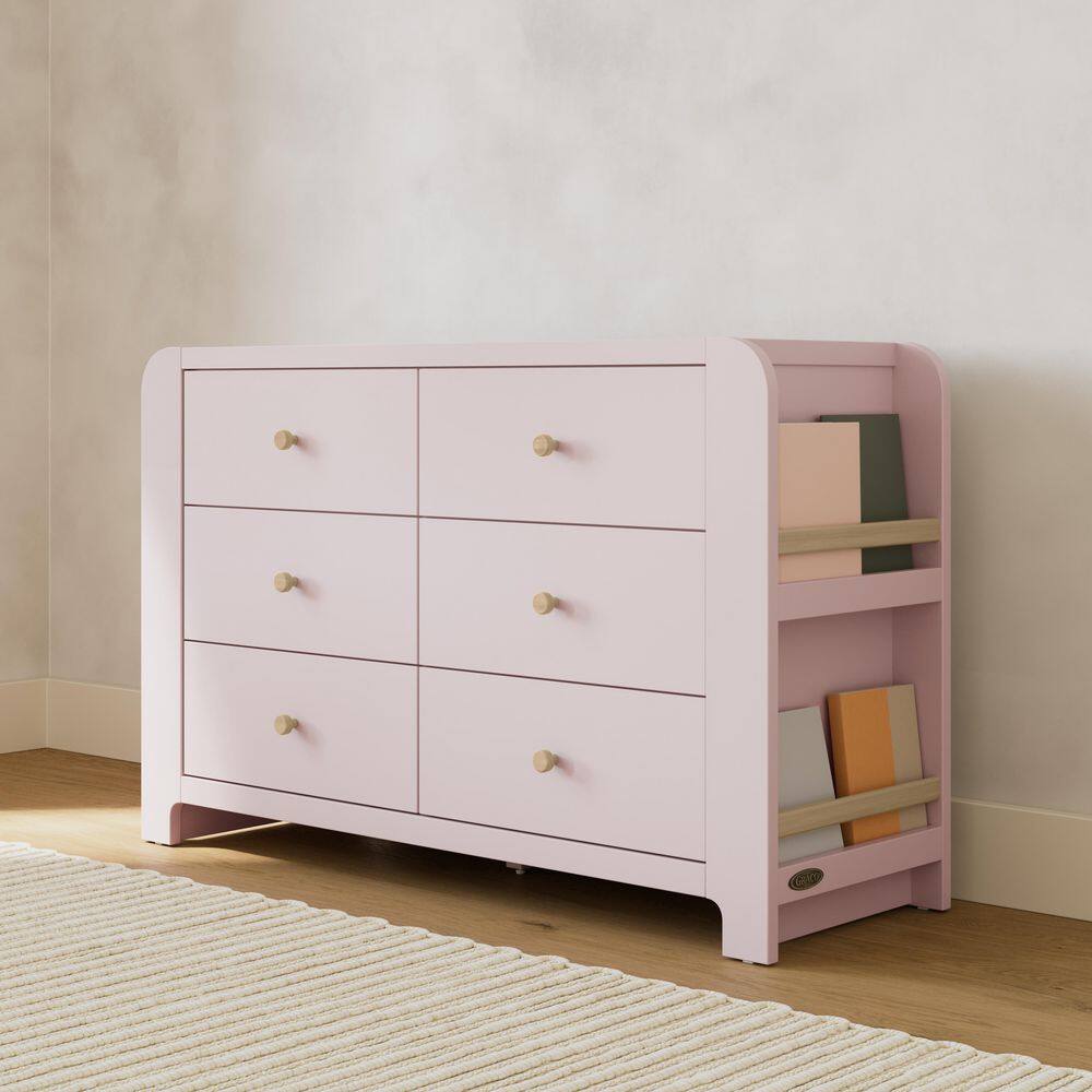 Read-with-Me Blush with Driftwood 6 Drawer 52.01 in. Wide Dresser