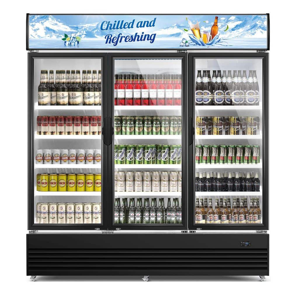 54 in. 42.2 cu. ft. Commercial Display Refrigerator with 2 Glass Door, Auto-Defrost and Lights in Stainless Steel