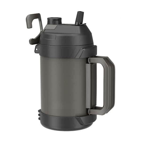 128 oz. Stainless Steel Triple Wall Insulated Water Bottle with Straw and Spout, Keeps Cold 48 Hours for Outdoors, Coal