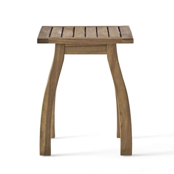 Weather-Resistant Acacia Wood End Table-Natural Stained Rectangular Accent Table for Outdoor & Indoor Use