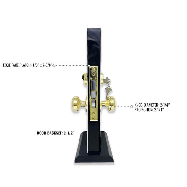 Brass Mortise Entry Gate Right Hand Door Lock Set with 2.5 in. Backset and 2 SC1 Keys