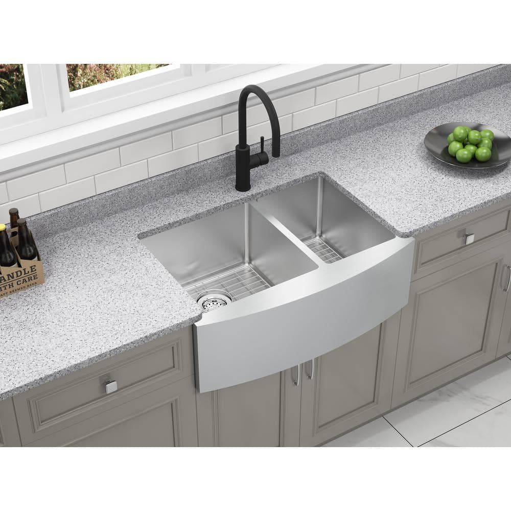 Parketon 30'' Stainless Steel Double Bowl Farmhouse Kitchen Sink