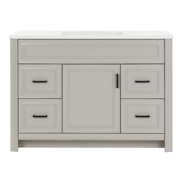 Mavis 49 in. Single Sink Light Gray Bath Vanity with White Cultured Marble Top (Assembled)