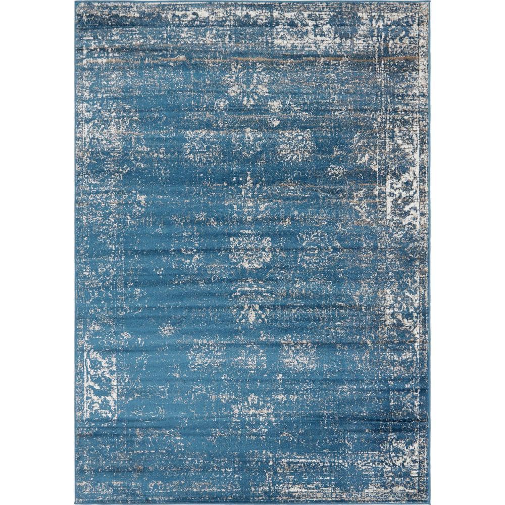 Sofia Blue Abstract Rectangular Indoor Rug - Easy Care & Stain-resistant