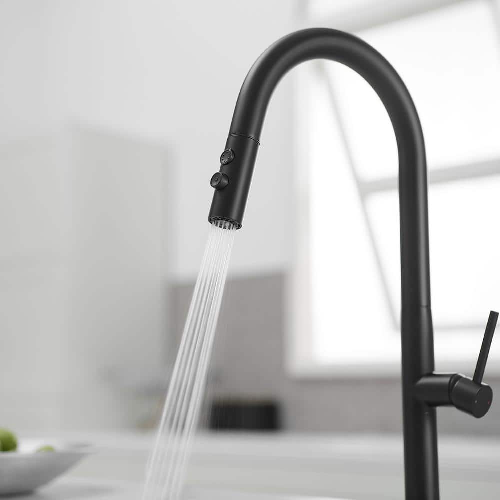 Matte Black Brass High Arc Single Handle Kitchen Faucet
