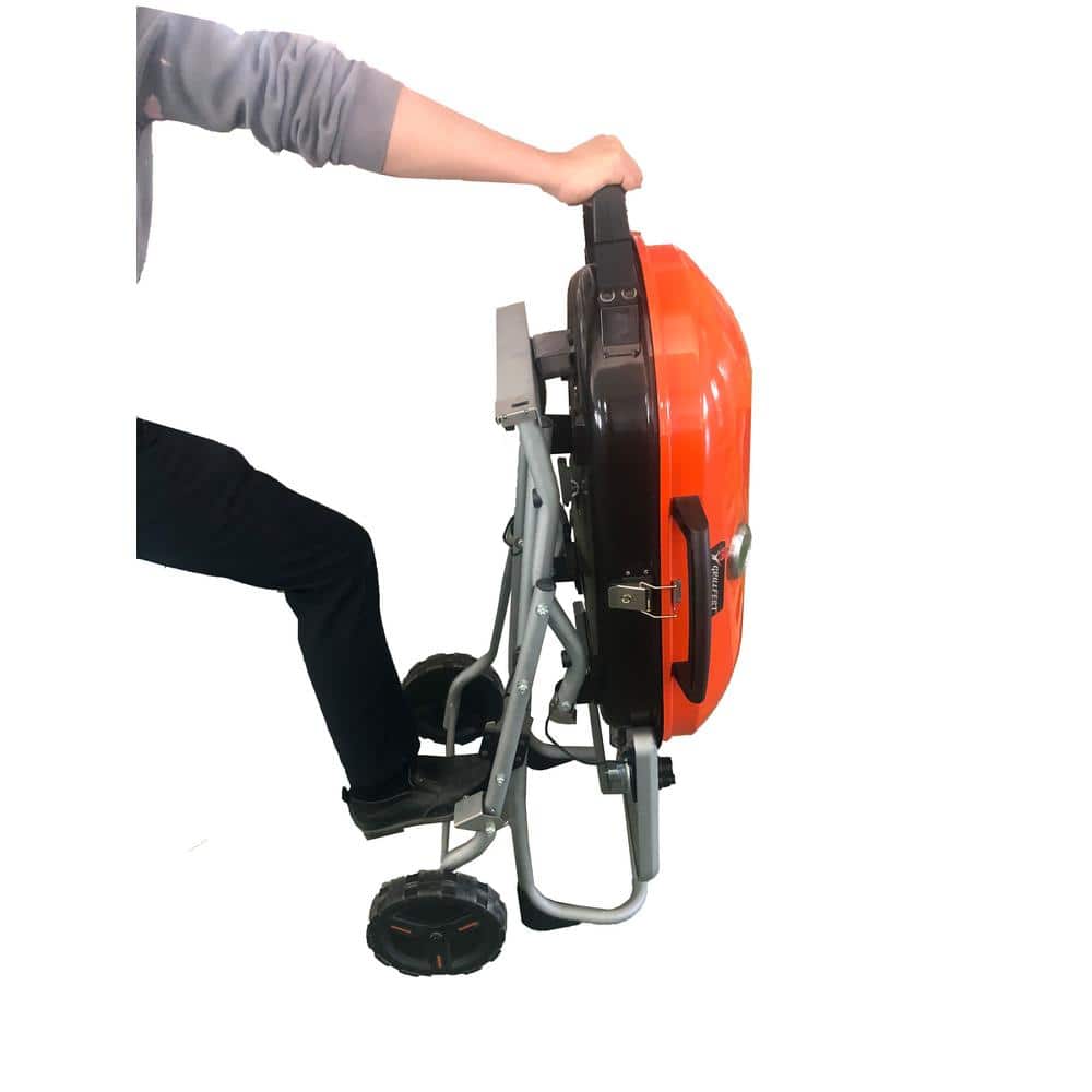 Orange Portable Folding Propane Gas Grill with Side Table