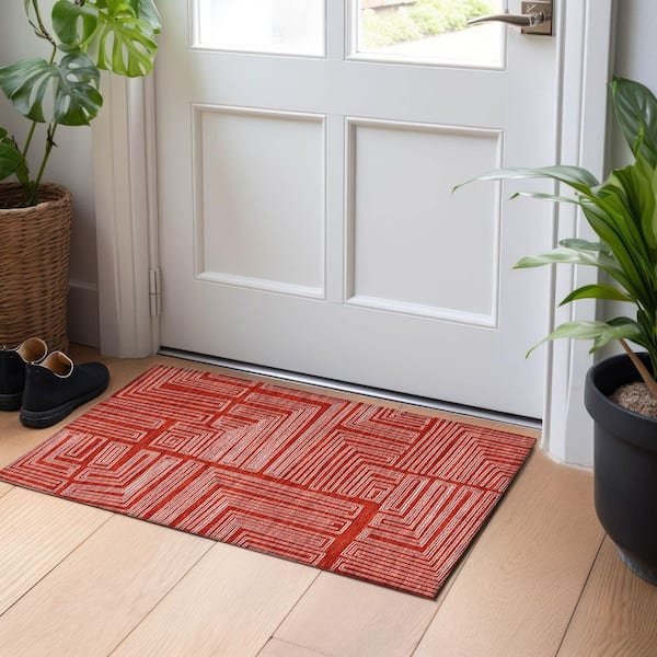 Chantille Machine Washable Indoor/Outdoor Abstract ACN1045 Red 1 ft. 8 in. x 2 ft. 6 in. Area Rug