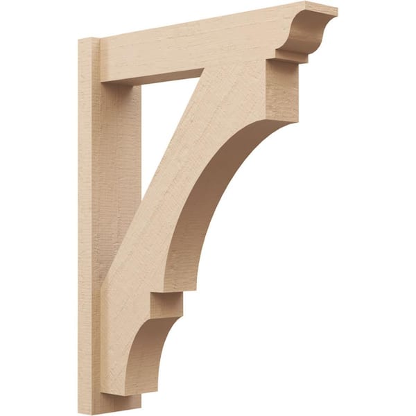 Ekena Millwork 6 in. x 34 in. x 26 in. Balboa Traditional Rough Cedar Woodgrain Timberthane Polyurethane Outlooker, Primed Tan