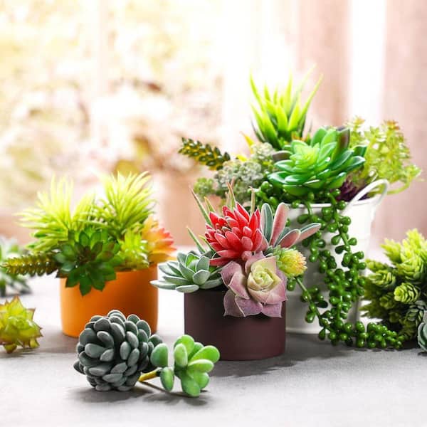 Unbranded 40-Piece 2.36 in. Green Indoor Artificial Succulent Set Realistic  Unpotted Mini Plants WK1063