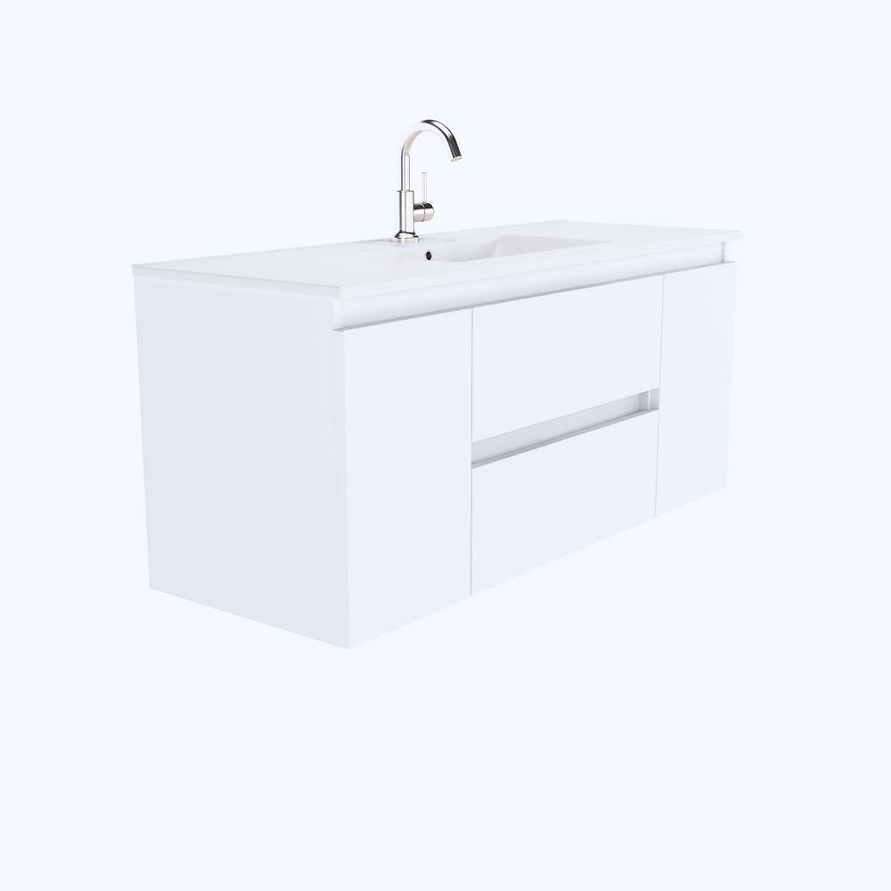 Salt 48" White Wall-Mounted Double Vanity with Acrylic Top