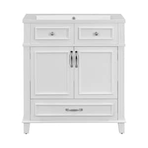 30 in. W x 18 in. D x 34.1 in. H Single Sink Bath Vanity in White with White Resin Top and 1-Drawer